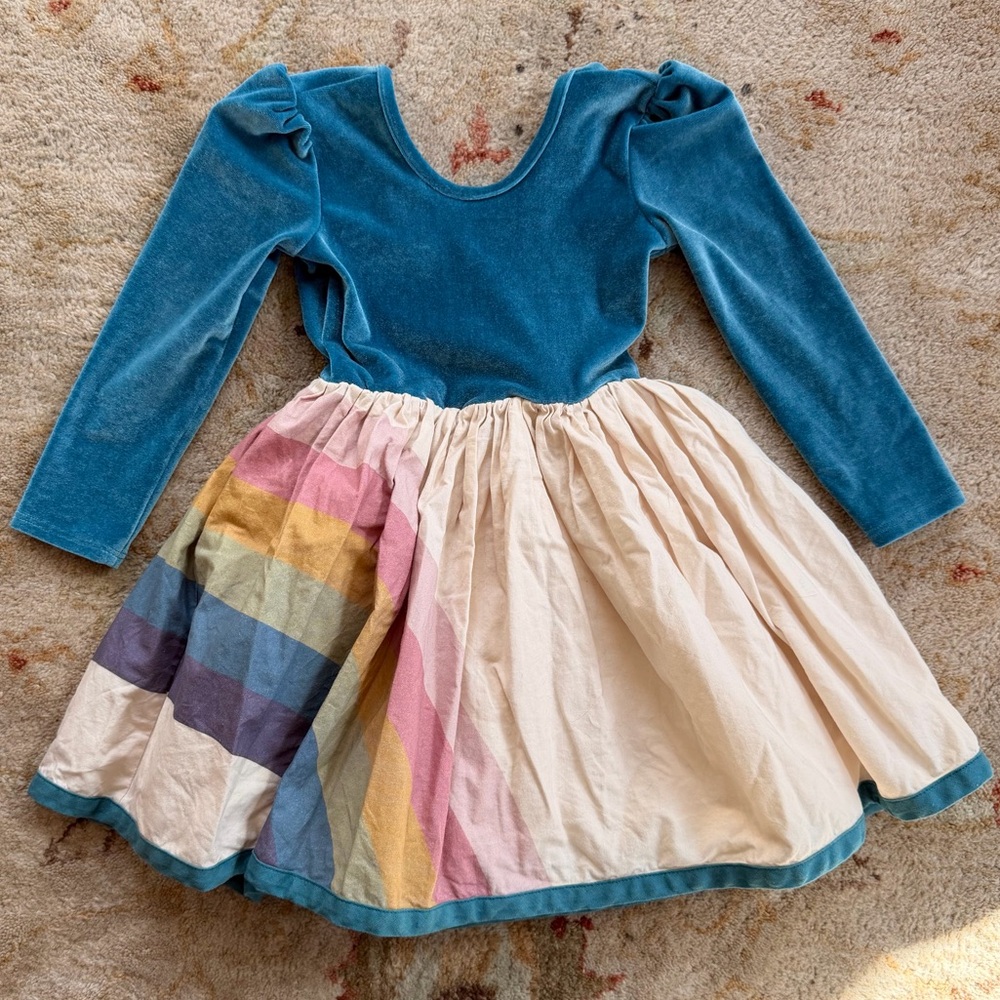 Pleiades Blue Velvet Rainbow Shortie Dress 4t